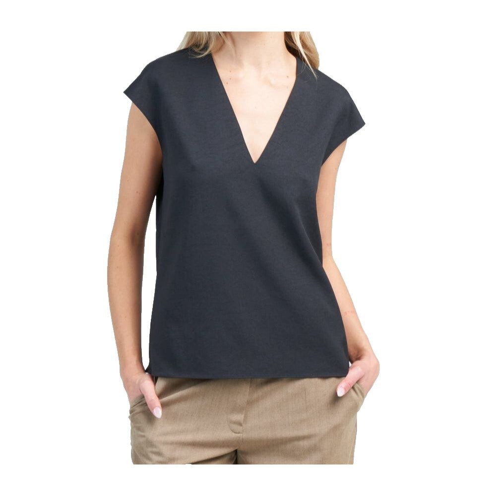 Tibi Chalky Drape Handkerchief Top Black Removable Relaxed Fit Size 2